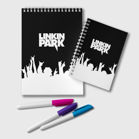 Блокнот с принтом Linkin Park в Кировске, 100% бумага | 48 листов, плотность листов — 60 г/м2, плотность картонной обложки — 250 г/м2. Листы скреплены удобной пружинной спиралью. Цвет линий — светло-серый
 | bennington | chester | linkin park | альтернативный | беннингтон | группа | ленкин | линкин | майк | метал | музыкант | ню | нюметал | парк | певец | рок | рэп | честер | электроник