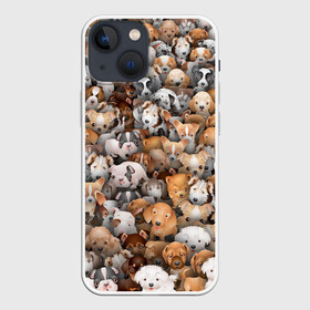 Чехол для iPhone 13 mini с принтом Щенки в Кировске,  |  | бультерьер | корги | мопс | паттерн | пес | питбуль | породы | собака | собачка | хаски | щенок
