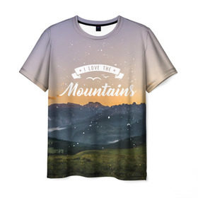 Мужская футболка 3D с принтом я люблю горы в Кировске, 100% полиэфир | прямой крой, круглый вырез горловины, длина до линии бедер | 