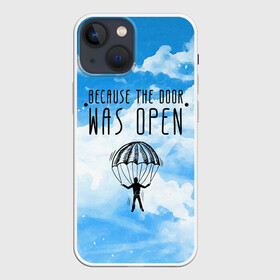Чехол для iPhone 13 mini с принтом skydive в Кировске,  |  | adrenaline | base jumping | extreme | jump | parachute | sky | skydive | адреналин | бейс | бейсджампинг | высота | небо | облака | парашют | полет | прыжок | риск | самолет | свобода | экстрим
