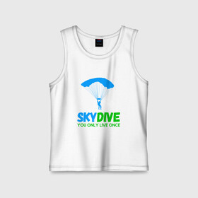 Детская майка хлопок с принтом skydive в Кировске,  |  | adrenaline | base jumping | extreme | jump | parachute | sky | skydive | адреналин | бейс | бейсджампинг | высота | небо | облака | парашют | полет | прыжок | риск | самолет | свобода | экстрим