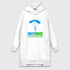 Платье-худи хлопок с принтом skydive в Кировске,  |  | adrenaline | base jumping | extreme | jump | parachute | sky | skydive | адреналин | бейс | бейсджампинг | высота | небо | облака | парашют | полет | прыжок | риск | самолет | свобода | экстрим