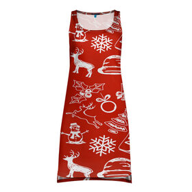 Платье-майка 3D с принтом Символика рождества в Кировске, 100% полиэстер | полуприлегающий силуэт, широкие бретели, круглый вырез горловины, удлиненный подол сзади. | new year | елка | новогодний | новый год | рождество | снег | снежинки
