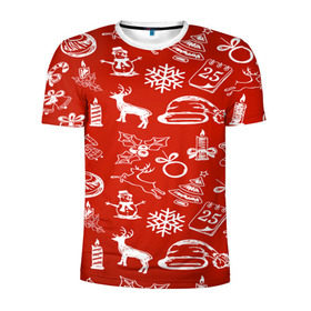Мужская футболка 3D спортивная с принтом Символика рождества в Кировске, 100% полиэстер с улучшенными характеристиками | приталенный силуэт, круглая горловина, широкие плечи, сужается к линии бедра | new year | елка | новогодний | новый год | рождество | снег | снежинки