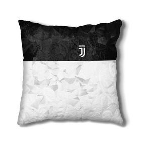 Подушка 3D с принтом Juventus 2018 Black and White в Кировске, наволочка – 100% полиэстер, наполнитель – холлофайбер (легкий наполнитель, не вызывает аллергию). | состоит из подушки и наволочки. Наволочка на молнии, легко снимается для стирки | Тематика изображения на принте: fc | juventus | спорт | спортивные | фк | футбол | футбольный клуб | ювентус