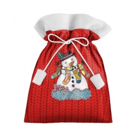 Подарочный 3D мешок с принтом Снеговик вышивка в Кировске, 100% полиэстер | Размер: 29*39 см | new year | елка | новогодний | новогодняя вышивка | новый год | рождество | снег | снежинки