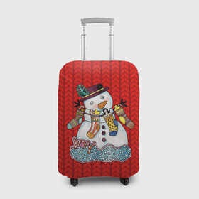 Чехол для чемодана 3D с принтом Снеговик вышивка в Кировске, 86% полиэфир, 14% спандекс | двустороннее нанесение принта, прорези для ручек и колес | new year | елка | новогодний | новогодняя вышивка | новый год | рождество | снег | снежинки