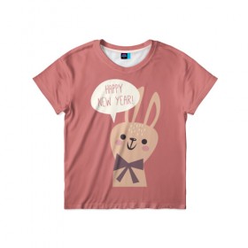 Детская футболка 3D с принтом Зайка поздравляет тебя! в Кировске, 100% гипоаллергенный полиэфир | прямой крой, круглый вырез горловины, длина до линии бедер, чуть спущенное плечо, ткань немного тянется | 
