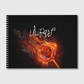 Альбом для рисования с принтом Надпись LiL PEEP в Кировске, 100% бумага
 | матовая бумага, плотность 200 мг. | lil peep | лил пип | огонь | роза