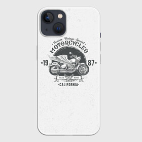 Чехол для iPhone 13 с принтом Vintage motocycle в Кировске,  |  | harley | motorbike | motorcycle | race | rider | ryder | skull | speed | байк | гонки | гонщик | мото | мотобайк | мотоцикл | райдер | скорость | харлей | череп