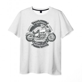 Мужская футболка 3D с принтом Vintage motocycle 2 в Кировске, 100% полиэфир | прямой крой, круглый вырез горловины, длина до линии бедер | harley | motorbike | motorcycle | race | rider | ryder | skull | speed | байк | гонки | гонщик | мото | мотобайк | мотоцикл | райдер | скорость | харлей | череп