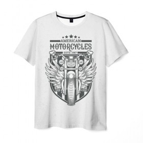 Мужская футболка 3D с принтом Vintage motocycle 5 в Кировске, 100% полиэфир | прямой крой, круглый вырез горловины, длина до линии бедер | harley | motorbike | motorcycle | race | rider | ryder | skull | speed | байк | гонки | гонщик | мото | мотобайк | мотоцикл | райдер | скорость | харлей | череп
