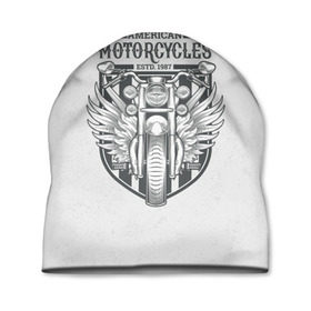 Шапка 3D с принтом Vintage motocycle 5 в Кировске, 100% полиэстер | универсальный размер, печать по всей поверхности изделия | harley | motorbike | motorcycle | race | rider | ryder | skull | speed | байк | гонки | гонщик | мото | мотобайк | мотоцикл | райдер | скорость | харлей | череп