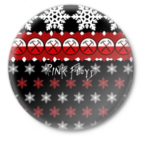 Значок с принтом Праздничный Pink Floyd в Кировске,  металл | круглая форма, металлическая застежка в виде булавки | 