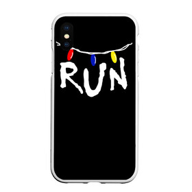 Чехол для iPhone XS Max матовый с принтом Stranger Things RUN в Кировске, Силикон | Область печати: задняя сторона чехла, без боковых панелей | stranger things | гирлянда | очень странные дела