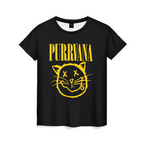 Женская футболка 3D с принтом Purrvava в Кировске, 100% полиэфир ( синтетическое хлопкоподобное полотно) | прямой крой, круглый вырез горловины, длина до линии бедер | nirvana | мурвана | нирвана