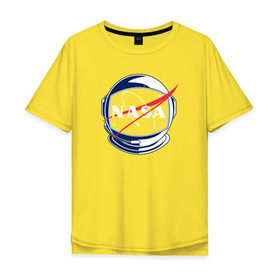 Мужская футболка хлопок Oversize с принтом NASA в Кировске, 100% хлопок | свободный крой, круглый ворот, “спинка” длиннее передней части | nasa | астронавт | астрофизика | космическое агенство | космонавт | космос | наса | скафандр  | шлем