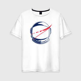 Женская футболка хлопок Oversize с принтом NASA в Кировске, 100% хлопок | свободный крой, круглый ворот, спущенный рукав, длина до линии бедер
 | nasa | астронавт | астрофизика | космическое агенство | космонавт | космос | наса | скафандр  | шлем