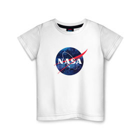 Детская футболка хлопок с принтом NASA в Кировске, 100% хлопок | круглый вырез горловины, полуприлегающий силуэт, длина до линии бедер | nasa | астронавт | астрофизика | космическое агенство | космонавт | космос | наса | скафандр   | шлем