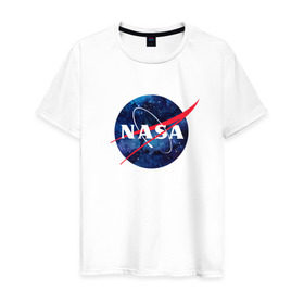 Мужская футболка хлопок с принтом NASA в Кировске, 100% хлопок | прямой крой, круглый вырез горловины, длина до линии бедер, слегка спущенное плечо. | nasa | астронавт | астрофизика | космическое агенство | космонавт | космос | наса | скафандр   | шлем