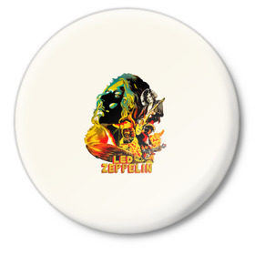 Значок с принтом Led Zeppelin в Кировске,  металл | круглая форма, металлическая застежка в виде булавки | Тематика изображения на принте: 