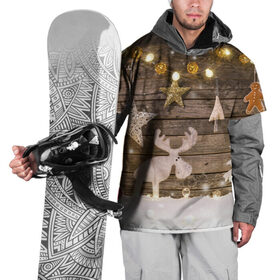 Накидка на куртку 3D с принтом В гостях у Деда Мороза в Кировске, 100% полиэстер |  | елка | зима | мороз | новый год | праздник | символ | снег | снежинки
