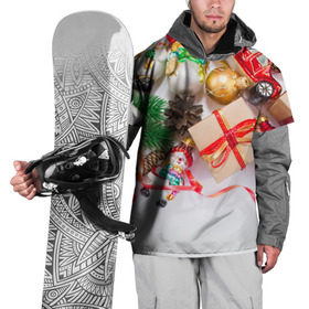 Накидка на куртку 3D с принтом Наш веселый Новый год в Кировске, 100% полиэстер |  | елка | зима | мороз | новый год | снег | снежинки