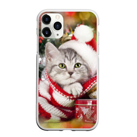 Чехол для iPhone 11 Pro Max матовый с принтом Новогодний котик в Кировске, Силикон |  | елка | зима | кот | котейка | кошка | мороз | новый год | снег