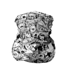 Бандана-труба 3D с принтом Ahegao в Кировске, 100% полиэстер, ткань с особыми свойствами — Activecool | плотность 150‒180 г/м2; хорошо тянется, но сохраняет форму | anime | аниме | лицо | паттрен | чернобелый