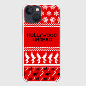 Чехол для iPhone 13 mini с принтом Hollywood Undead в Кировске,  |  | charlie scene | danny | funny man | hollywood | j dog | johnny 3 tears | undead | андед | голивуд | голливудская | группа | знак | кранккор | красный | метал | надпись | нежить | новогодний | новый год | ню | праздник | реп | рождество