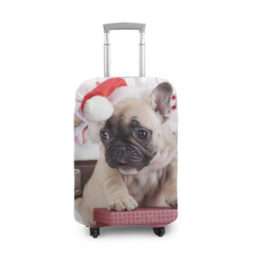 Чехол для чемодана 3D с принтом Новогодние чудеса в Кировске, 86% полиэфир, 14% спандекс | двустороннее нанесение принта, прорези для ручек и колес | елка | новый год | пес | снег | снежинки | собака | щенок