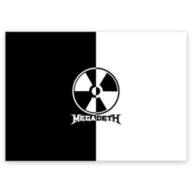 Поздравительная открытка с принтом Megadeth в Кировске, 100% бумага | плотность бумаги 280 г/м2, матовая, на обратной стороне линовка и место для марки
 | megadet | megadeth | группа | дирк вербурен | дэвид эллефсон | дэйв мастейн | кико лоурейро | мегадет | мегадетх | метал | рок | трэш | трэшметал | тяжелый | хард | хардрок | хеви | хевиметал