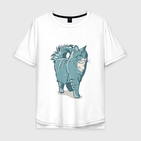 Мужская футболка хлопок Oversize с принтом Котик в Кировске, 100% хлопок | свободный крой, круглый ворот, “спинка” длиннее передней части | киса домашние животные | кот | котик | коты | кошка | кошки