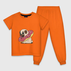 Детская пижама хлопок с принтом Мопс пончик в Кировске, 100% хлопок |  брюки и футболка прямого кроя, без карманов, на брюках мягкая резинка на поясе и по низу штанин
 | мопс | новый год | пончик