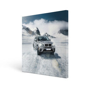 Холст квадратный с принтом BMW X5 в Кировске, 100% ПВХ |  | auto | race | авто | автомобиль | бмв | бумер | бэха | гонки | марка | машина