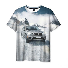 Мужская футболка 3D с принтом BMW X5 в Кировске, 100% полиэфир | прямой крой, круглый вырез горловины, длина до линии бедер | auto | race | авто | автомобиль | бмв | бумер | бэха | гонки | марка | машина