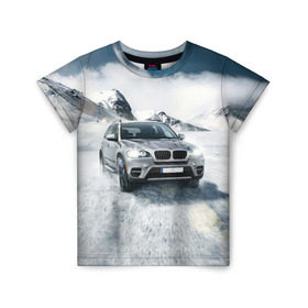 Детская футболка 3D с принтом BMW X5 в Кировске, 100% гипоаллергенный полиэфир | прямой крой, круглый вырез горловины, длина до линии бедер, чуть спущенное плечо, ткань немного тянется | auto | race | авто | автомобиль | бмв | бумер | бэха | гонки | марка | машина