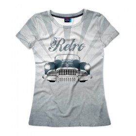Женская футболка 3D с принтом Ретро стайл 2 в Кировске, 100% полиэфир ( синтетическое хлопкоподобное полотно) | прямой крой, круглый вырез горловины, длина до линии бедер | auto | race | авто | автомобиль | гонки | классика | марка | машина | ретро