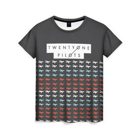 Женская футболка 3D с принтом Twenty One Pilots Planes Brand в Кировске, 100% полиэфир ( синтетическое хлопкоподобное полотно) | прямой крой, круглый вырез горловины, длина до линии бедер | rock | t.o.p. | top | twenty one pilots | рок