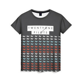 Женская футболка 3D с принтом Twenty One Pilots Planes Brand в Кировске, 100% полиэфир ( синтетическое хлопкоподобное полотно) | прямой крой, круглый вырез горловины, длина до линии бедер | Тематика изображения на принте: rock | t.o.p. | top | twenty one pilots | рок