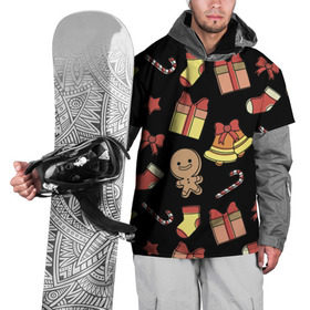 Накидка на куртку 3D с принтом В новогоднюю ночь… в Кировске, 100% полиэстер |  | Тематика изображения на принте: бант | елка | зима | колокольчик | конфета | мороз | новый год | снег | снежинки