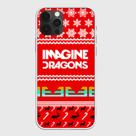 Чехол для iPhone 12 Pro с принтом Праздничный Imagine Dragons в Кировске, силикон | область печати: задняя сторона чехла, без боковых панелей | Тематика изображения на принте: dragons | imagine | альтернативный | американская | арена | бэн макки | группа | драгонс | дэн | дэн рейнольдс | знак | имеджин | инди | индирок | красный | надпись | новогодний | новый год | поп | праздник