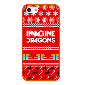 Чехол для iPhone 5/5S матовый с принтом Праздничный Imagine Dragons в Кировске, Силикон | Область печати: задняя сторона чехла, без боковых панелей | dragons | imagine | альтернативный | американская | арена | бэн макки | группа | драгонс | дэн | дэн рейнольдс | знак | имеджин | инди | индирок | красный | надпись | новогодний | новый год | поп | праздник