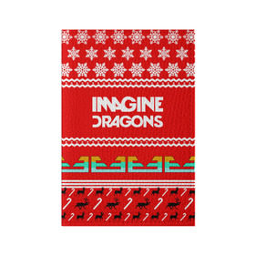 Обложка для паспорта матовая кожа с принтом Праздничный Imagine Dragons в Кировске, натуральная матовая кожа | размер 19,3 х 13,7 см; прозрачные пластиковые крепления | Тематика изображения на принте: dragons | imagine | альтернативный | американская | арена | бэн макки | группа | драгонс | дэн | дэн рейнольдс | знак | имеджин | инди | индирок | красный | надпись | новогодний | новый год | поп | праздник