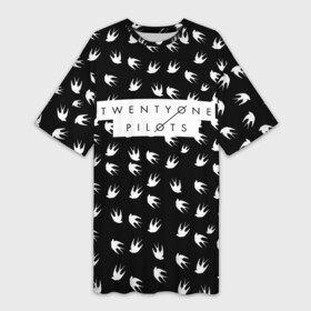 Платье-футболка 3D с принтом Twenty One Pilots Birds White в Кировске,  |  | rock | t.o.p. | top | twenty one pilots | рок