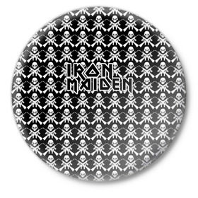 Значок с принтом Iron Maiden в Кировске,  металл | круглая форма, металлическая застежка в виде булавки | iron maiden | адриан смит | айрон мейден | гроза | группа | дэйв мюррей | железная дева | ирон майден | метал | мрачный | музыка | песни | рок | стив харрис | тяжелый | флаг | хеви | хевиметал