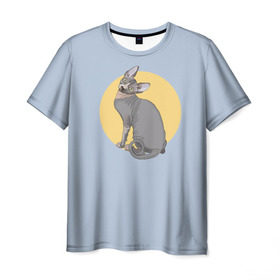 Мужская футболка 3D с принтом Сфинкс в Кировске, 100% полиэфир | прямой крой, круглый вырез горловины, длина до линии бедер | Тематика изображения на принте: киса домашние животные | кот | котик | коты | кошка | кошки