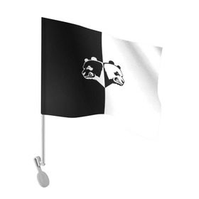 Флаг для автомобиля с принтом Панда в Кировске, 100% полиэстер | Размер: 30*21 см | бамбук | бамбуковый медведь | белый | голова | два | животное | злость | красная книга | крутой | мишка | оскал | панда | прикольный | тату | цвета | чб | черный | ярость