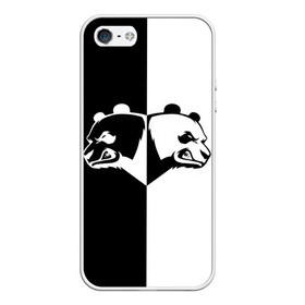 Чехол для iPhone 5/5S матовый с принтом Панда в Кировске, Силикон | Область печати: задняя сторона чехла, без боковых панелей | бамбук | бамбуковый медведь | белый | голова | два | животное | злость | красная книга | крутой | мишка | оскал | панда | прикольный | тату | цвета | чб | черный | ярость
