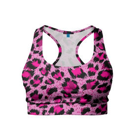 Женский спортивный топ 3D с принтом Розовый леопард в Кировске, 82% полиэстер, 18% спандекс Ткань безопасна для здоровья, позволяет коже дышать, не мнется и не растягивается |  | гепард | леопард